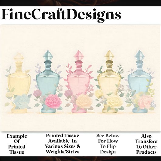 Pastell Vintag Glass Parfümflaschen AE8 Decoupage Seidenpapier