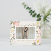 Pastell Vintage Blume Beige Foto Abschluss Postkarte (Stehend Vorderseite)