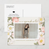 Pastell Vintage Blume Beige Foto Abschluss Postkarte (Vorne/Hinten)