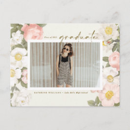 Pastell Vintage Blume Beige Foto Abschluss Postkarte
