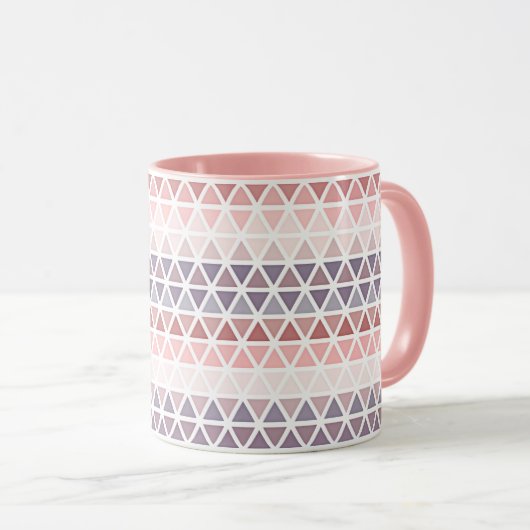 Pastell Violet Lila Pink Mauve Triangle Muster Tasse (VorderseiteRechts)
