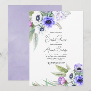 Pastell-Violet und Brautparty mit Pflaumenblättern Einladung