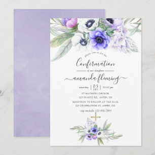 Pastell-Violette Florale Bestätigung Einladung