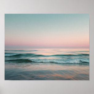 Pastell-Wandbild Ozeanwellen Ruhige Meereslandsc Poster