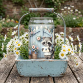 Pastell-Waschbär-Briefgarten Dosenglas