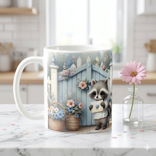 Pastell-Waschbär-Briefgarten Kaffeetasse