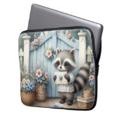 Pastell-Waschbär-Briefgarten Laptopschutzhülle (Vorderseite Links)