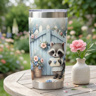 Pastell-Waschbär-Briefgarten Thermobecher