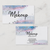 ** Pastell Wasserfarbe Abstrakt = Glitzer Blau Visitenkarte (Vorne/Hinten)