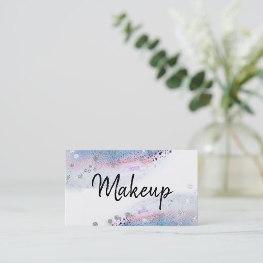 ** Pastell Wasserfarbe Abstrakt = Glitzer Blau Visitenkarte (Stehend Vorderseite)