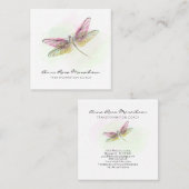 *~* Pastell Wasserfarbe Minze Rosa Libelle  Quadratische Visitenkarte (Vorne/Hinten)