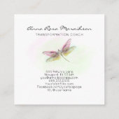 *~* Pastell Wasserfarbe Minze Rosa Libelle  Quadratische Visitenkarte (Rückseite)