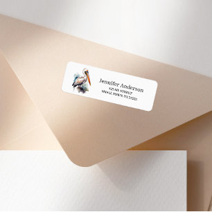 Pastell-Wasserfarbe-Pelikan-Louisiana-Adressetiket