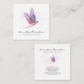 *~* Pastell Wasserfarbe Rosa Libelle Geschäft Quadratische Visitenkarte (Vorne/Hinten)