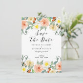 Pastell Wasserfarben Blume Wreath Border Save The Date (Stehend Vorderseite)