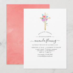 Pastell-Wasserfarben-Blumen-Konfirmation Einladung
