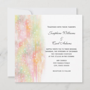 Pastell-Wasserfarben-Herzen Hochzeitskarten Einladung