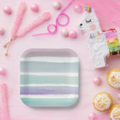 Pastell Wasserfarben Streifen Pappteller (Party)