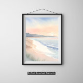 Pastell-Wasserfarbenmalerei der Ozeanküste Poster
