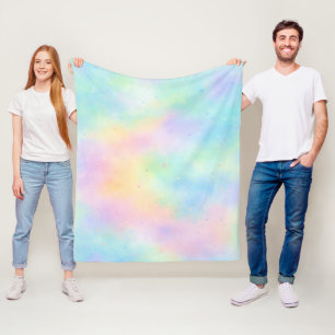 Pastell-Wasserfarbtraum – Sanfter Regenbogenverlau Fleecedecke