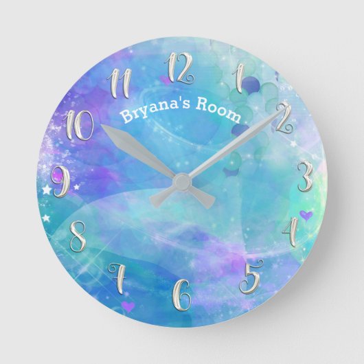 Pastell Watercolor Aquamarin Mermaid Schwanz Perso Runde Wanduhr (Vorderseite)