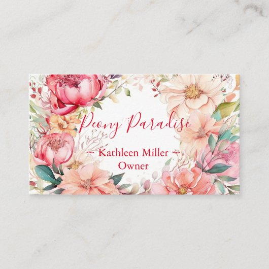 Pastell Watercolor Blume Blumenladen Visitenkarte (Vorderseite)