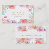 Pastell Watercolor Blume Business Card Visitenkarte (Vorne/Hinten)