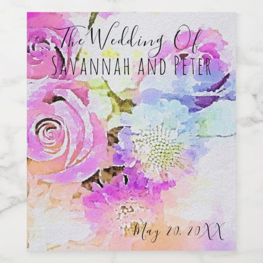 Pastell Watercolor Blumenstrauß Bouquet Weinetikett (Einzelnes Label)