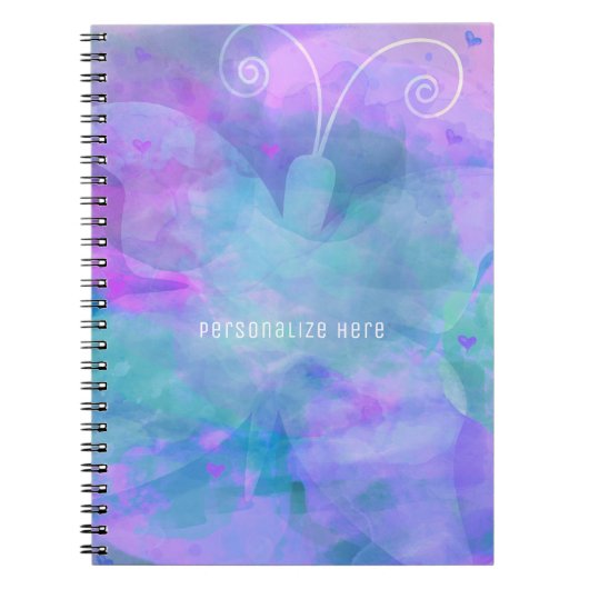 Pastell Watercolor Butterfly Personalisiert Custom Notizblock (Vorderseite)