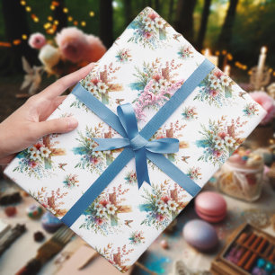 Pastell Watercolor Floral Cross Oster Geschenkpapier