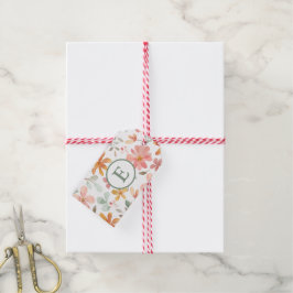 Pastell Watercolor Floral Geschenkstück mit Monogr Geschenkanhänger