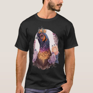 Pastell Watercolor Pheasant Bird Blume Crown Pet B T-Shirt