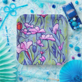 Pastell Watercolor Pink-Blume Pappteller (Party)