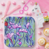 Pastell Watercolor Pink-Blume Pappteller (Party)