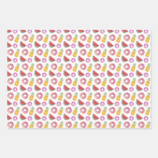 Pastell Watercolor Pool Float Muster Geschenkpapier Set (Vorderseite 2)