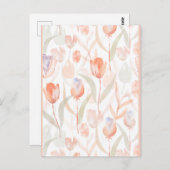 Pastell Watercolor Tulips Muster Postkarte (Vorne/Hinten)