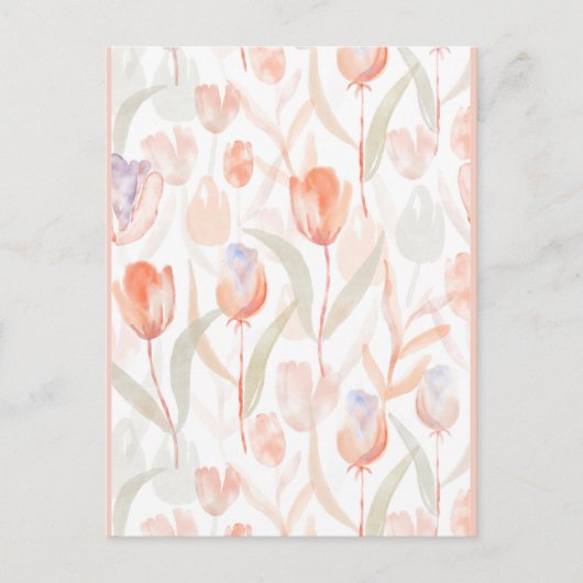 Pastell Watercolor Tulips Muster Postkarte (Vorderseite)