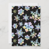 Pastell Watercolor Winterschneeflocken | Urlaub Einladung (Rückseite)