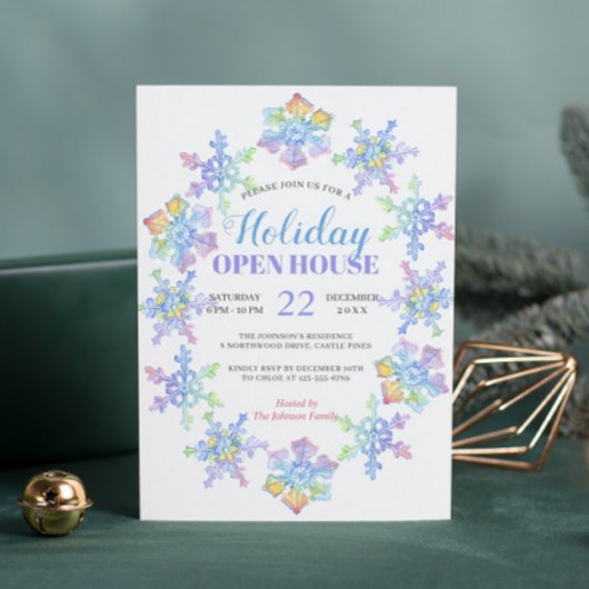 Pastell Watercolor Winterschneeflocken | Urlaub Einladung