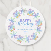 Pastell Watercolor Winterschneeflocken | Urlaub Geschenkanhänger (Vorderseite)