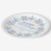 Pastell Watercolor Winterschneeflocken | Urlaub Pappteller (Schrägansicht)