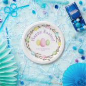 Pastell-Weiden-Kranz Farbige Frohe Ostern Pappteller (Party)