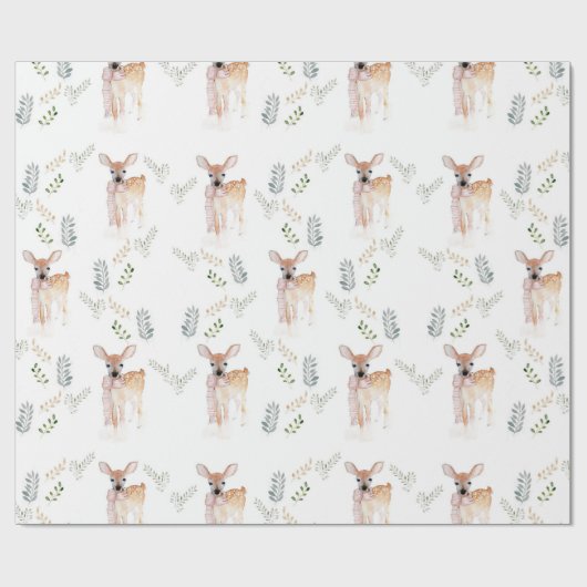 Pastell Weihnachten Niedliche Hirschbrauerei Geschenkpapier (Flach)