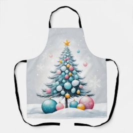 Pastell-Weihnachts-Oversized-Blau-Rosa-Schmuck Schürze
