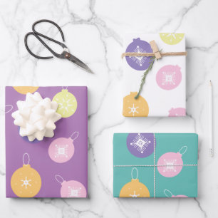 Pastell-Weihnachts-Schneeflocken-Ornamente Geschenkpapier Set