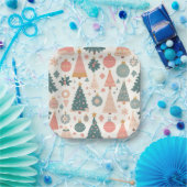 Pastell-Weihnachtsbaum-Ornamente Urlaub Pappteller (Party)