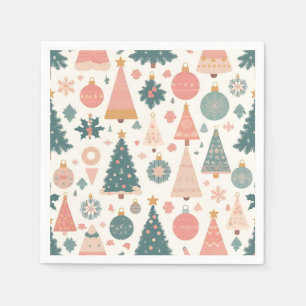 Pastell-Weihnachtsbaum-Ornamente Urlaub Serviette