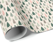Pastell-Weihnachtsbäume-Wrap-Papier Geschenkpapier (Rolleneckpunkt)
