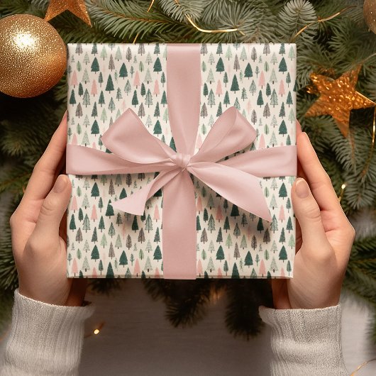 Pastell-Weihnachtsbäume-Wrap-Papier Geschenkpapier
