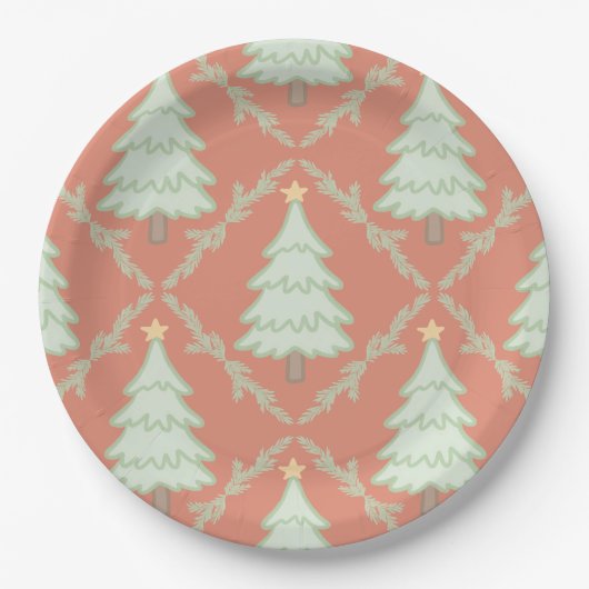 🎄 Pastell-Weihnachtsfeier-Papierteller ✨ Pappteller (Vorderseite)